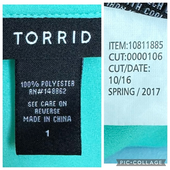 Torrid Womens Blouse Harper Georgette Sleeveless Bright Blue Collarless Tank 1X - Picture 14 of 16